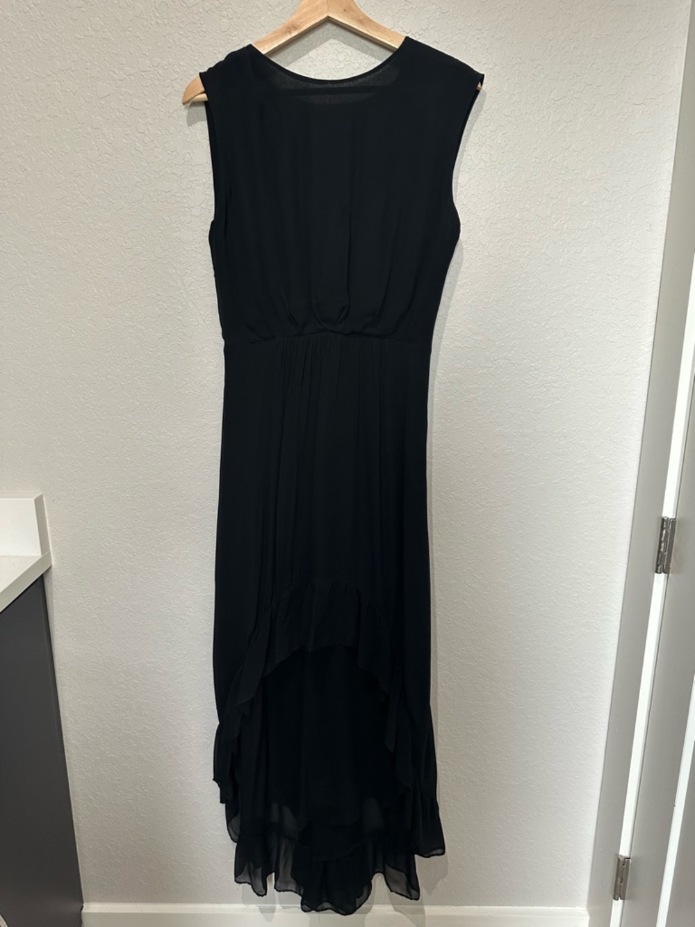 The Kooples Black Ruffle High-Low Sleeveless Dress - Designer Size 1